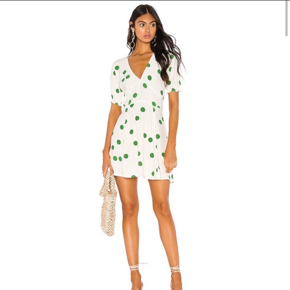 Faithfull the Brand La Belle Mini Dress Lolita Dot white/green polka dot